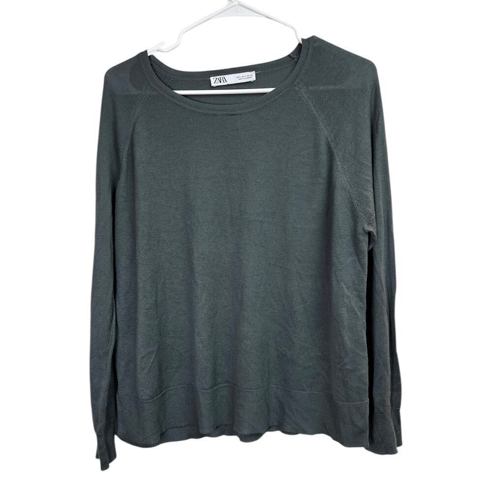 Zara Lightweight Gray Sweater Large Split Hem